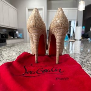 Christian Louboutin Python-Embossed pump heels in Leche